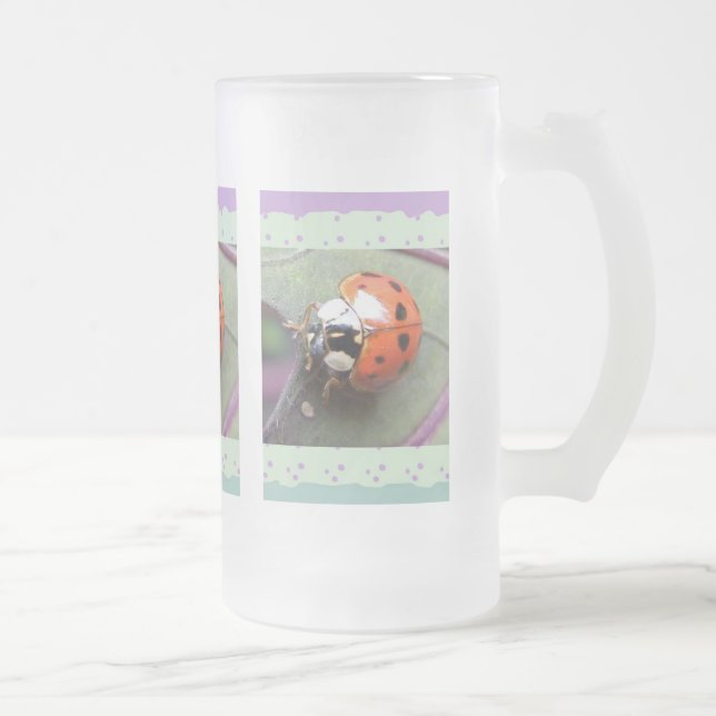 Caneca De Cerveja Vidro Jateado Fosco Ladybug Mug (Direita)