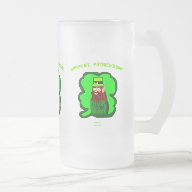 Caneca De Cerveja Vidro Jateado Fosco Mágico Leprechaun Mug (Direita)