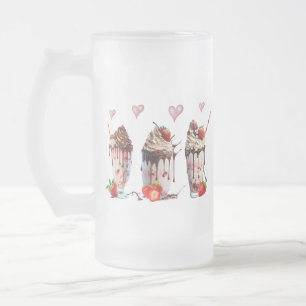 Caneca De Cerveja Vidro Jateado Fosco Milshake