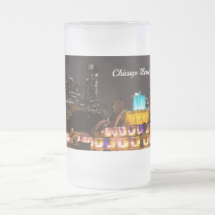 Caneca De Cerveja Vidro Jateado Fosco Mug do Chicago Grant Park