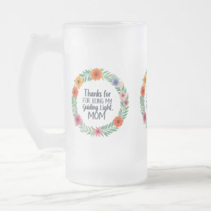 Caneca De Cerveja Vidro Jateado Fosco - "Obrigados por ser minha guia"