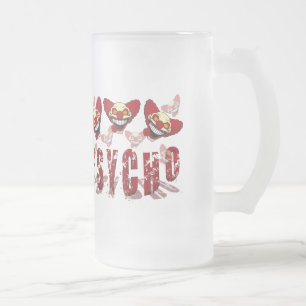 Caneca De Cerveja Vidro Jateado Fosco Psycho Beer Mug