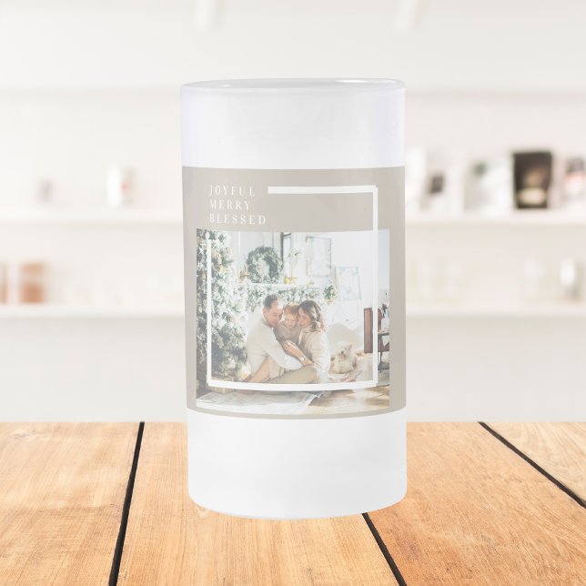 Caneca De Cerveja Vidro Jateado Foto da família moderna | Feliz alegre abençoada (Criador carregado)