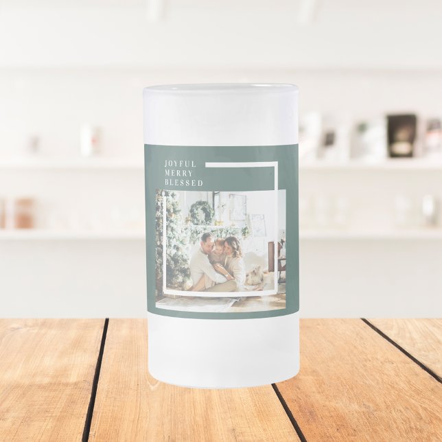 Caneca De Cerveja Vidro Jateado Foto da família moderna | Feliz alegre abençoada | (Criador carregado)