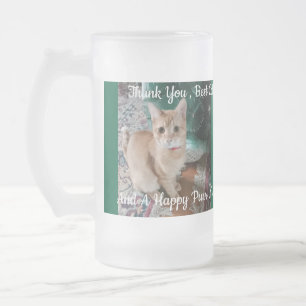 Caneca De Cerveja Vidro Jateado Foto de gato texto personalizar Pode Vidro