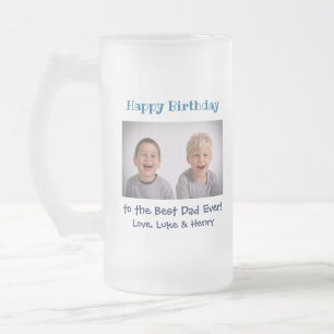 Caneca De Cerveja Vidro Jateado Foto do Melhor Pai de Aniversário