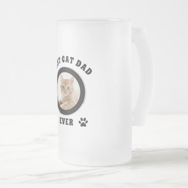 Caneca De Cerveja Vidro Jateado Foto personalizada do melhor Pai de Cat (Frente Esquerda)