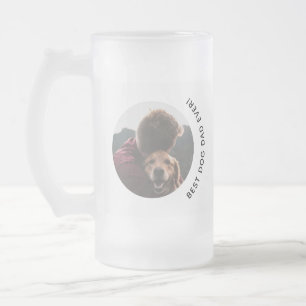 Caneca De Cerveja Vidro Jateado Foto personalizada do Ouro do melhor Pai de cães