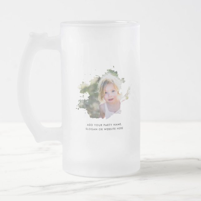 Caneca De Cerveja Vidro Jateado Foto personalizada e ponto de tinta de texto 16oz  (Esquerda)