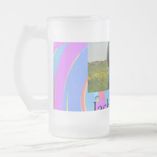Caneca De Cerveja Vidro Jateado Foto simples minimalista com nome em aquarela rosa