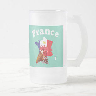 Caneca De Cerveja Vidro Jateado França France cia de fra taça
