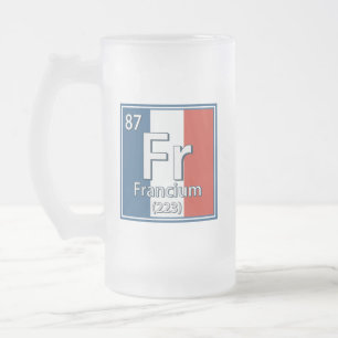 Caneca De Cerveja Vidro Jateado Francium - França Bandeira da Ciência Francesa