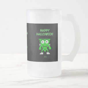 Caneca De Cerveja Vidro Jateado FrankenCheese Halloween Saudações Fosco Mug