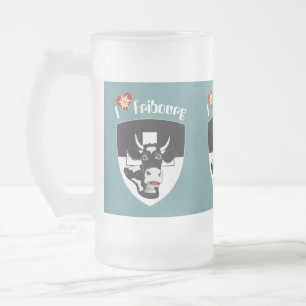 Caneca De Cerveja Vidro Jateado Freiburg Fribourg Suíça Suisse taça