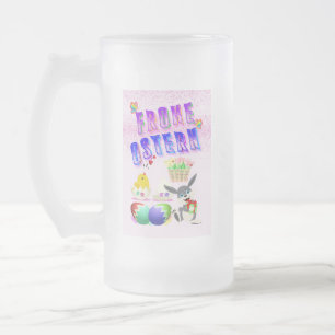 Caneca De Cerveja Vidro Jateado Frohe Ostern