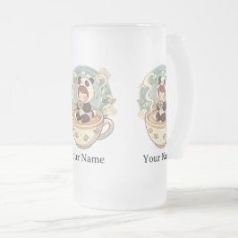 Caneca De Cerveja Vidro Jateado Frosted Glass Panda Cold Brew Mug