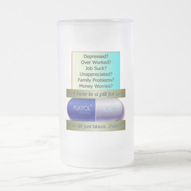 Caneca De Cerveja Vidro Jateado Fukitol, trabalho não suga, sobre trabalhado, (Centro)