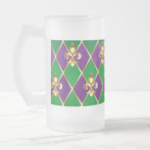Caneca De Cerveja Vidro Jateado Fundo de Joias Carnaval de Mardi Gras
