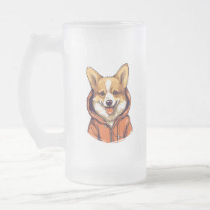 Caneca De Cerveja Vidro Jateado Funny Corgi Vestindo Hoodie