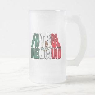 Caneca De Cerveja Vidro Jateado Futebol Mexicano - logotipo da bandeira de México