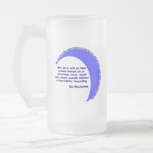 Caneca De Cerveja Vidro Jateado G. K. Chesterton Mar Tempestuoso