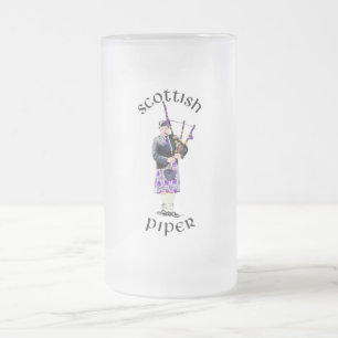Caneca De Cerveja Vidro Jateado Gaitero Escocês - Roxo