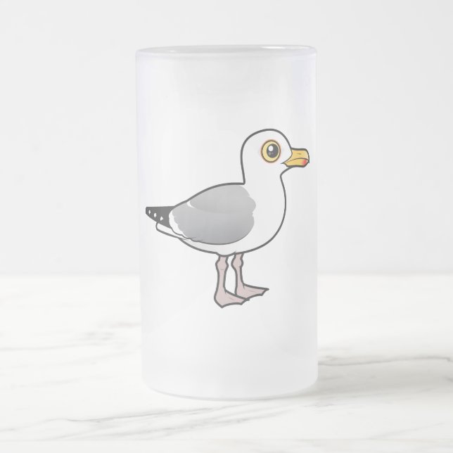 Caneca De Cerveja Vidro Jateado Gaivota de arenques de Birdorable (Centro)