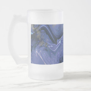 Caneca De Cerveja Vidro Jateado Galaxy Swirl Blue Glitter Abstrato Padrão cósmico