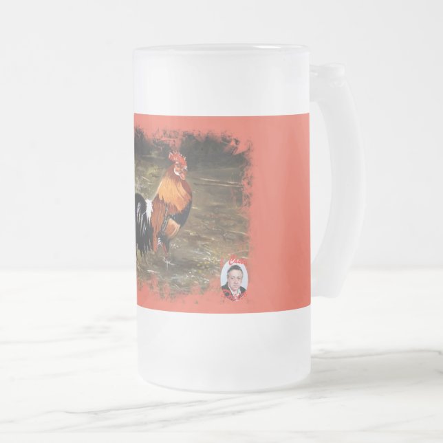Caneca De Cerveja Vidro Jateado Galo (Frente Esquerda)