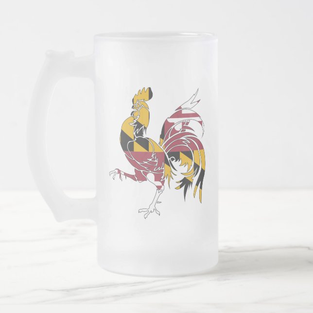 Caneca De Cerveja Vidro Jateado Galo de Maryland (Esquerda)