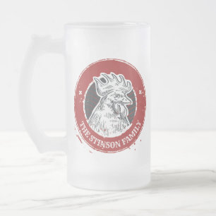 Caneca De Cerveja Vidro Jateado Galo Personalizado de Países de Frango de Nome Pe