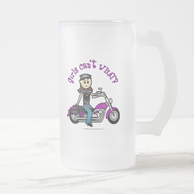 Caneca De Cerveja Vidro Jateado Garota de Biker Claro (Direita)