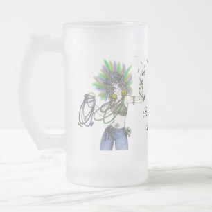 Caneca De Cerveja Vidro Jateado Garota Mardi Gras - Fosco Mug