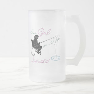 Caneca De Cerveja Vidro Jateado Garota pescando arte