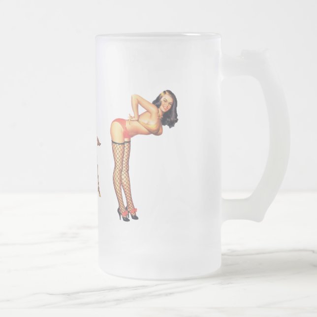Caneca De Cerveja Vidro Jateado Garotas Pin-Up Dão café Mug (Direita)