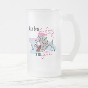 Caneca De Cerveja Vidro Jateado Garotos bobos pescando para garotas pescando camis