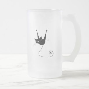 Caneca De Cerveja Vidro Jateado Gatinho irrisório preto 1