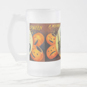 Caneca De Cerveja Vidro Jateado Gato de Halloween de Feliz de outono
