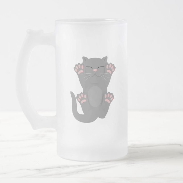 Caneca De Cerveja Vidro Jateado gato dormindo (Esquerda)