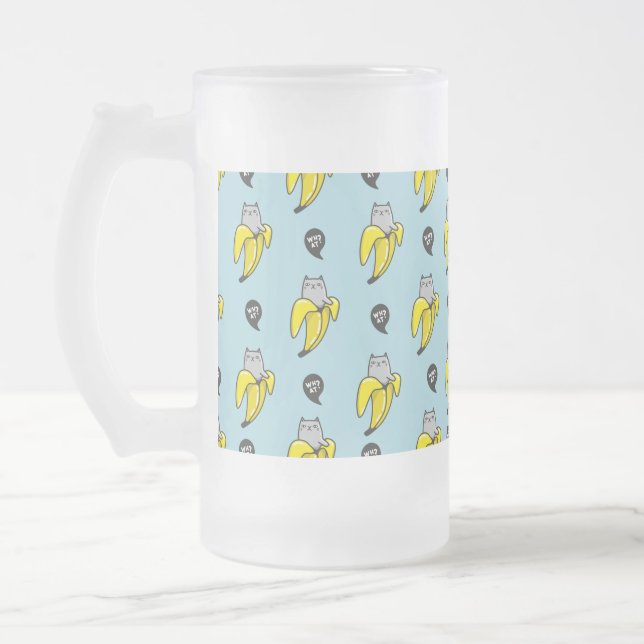 Caneca De Cerveja Vidro Jateado Gato na banana (Esquerda)