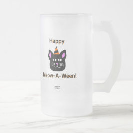 Caneca De Cerveja Vidro Jateado Gato Preto - Vidro De Fosco Grande
