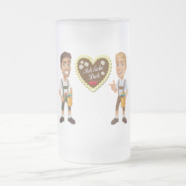 Caneca De Cerveja Vidro Jateado Gay LGBT Oktoberfest Beer Mug (Centro)