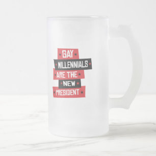Caneca De Cerveja Vidro Jateado Gays Millennials são o Novo Presidente