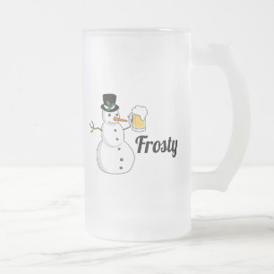 Caneca De Cerveja Vidro Jateado Gelado o boneco de neve