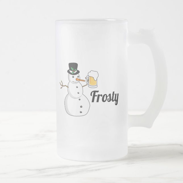 Caneca De Cerveja Vidro Jateado Gelado o boneco de neve (Direita)