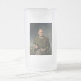 Caneca De Cerveja Vidro Jateado General Dwight Eisenhower 5 Star - Retrato Pintado