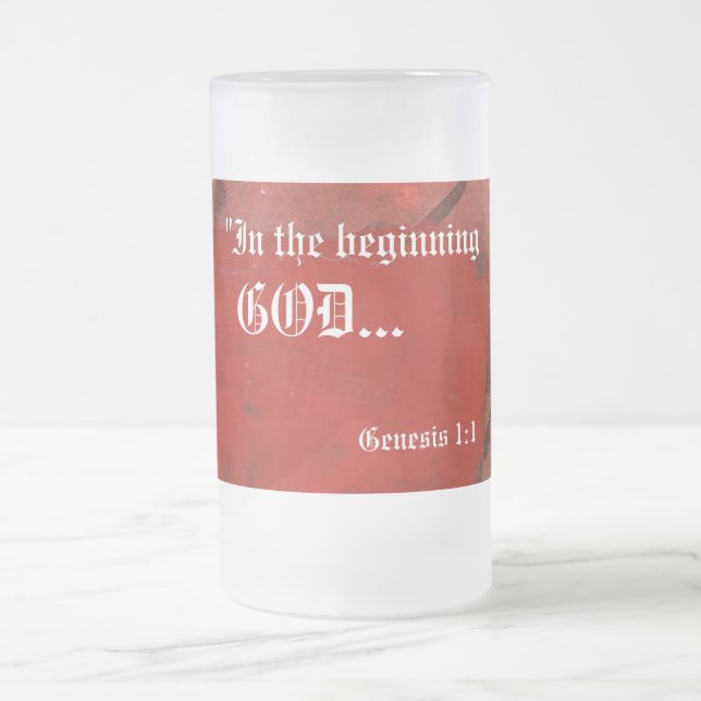 Caneca De Cerveja Vidro Jateado Gênesis 1:1 Mug (Centro)