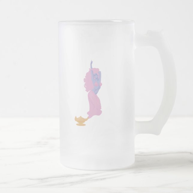 Caneca De Cerveja Vidro Jateado gênio feminino numa garrafa (Direita)