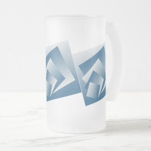 Caneca De Cerveja Vidro Jateado Geometria azul-teal