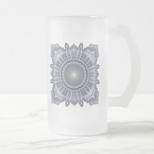 Caneca De Cerveja Vidro Jateado Geometria Sagrada (Direita)